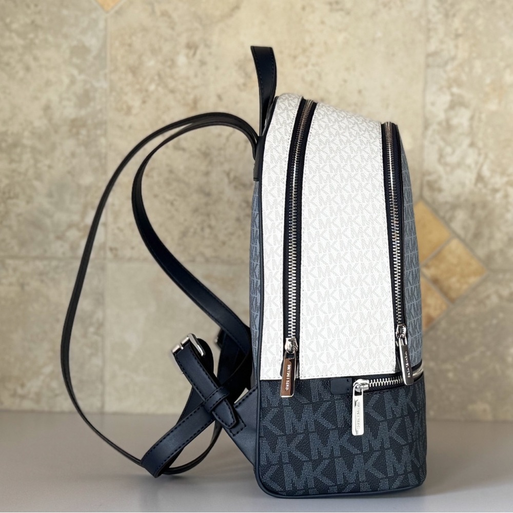 Michael Kors Rhea MD Backpack MK Color-Block Admiral Navy Multi - Picture 5 of 15